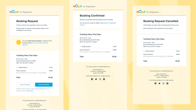 Hoop - A sale in the door - Email templates organisers
