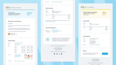 Hoop - Book and pay - Transactional emails for families and organisers